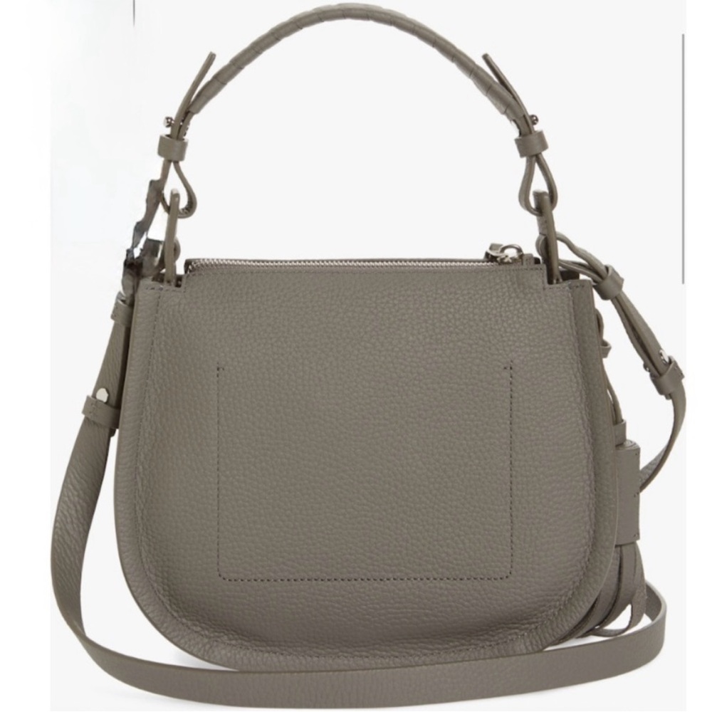 All Saints Mori Taupe pebbled Leather Crossbody Bag